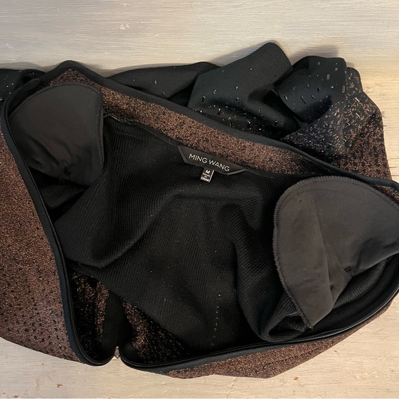 Ming Wang Ombré Bronze Black Beaded Zip Knit Jacket Size Medium Like‎ New - Picture 7 of 9